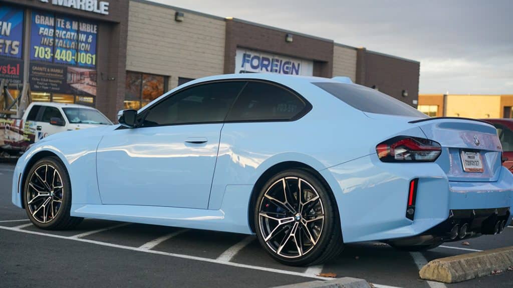 Dark Window Tint added to Blue BMW M2