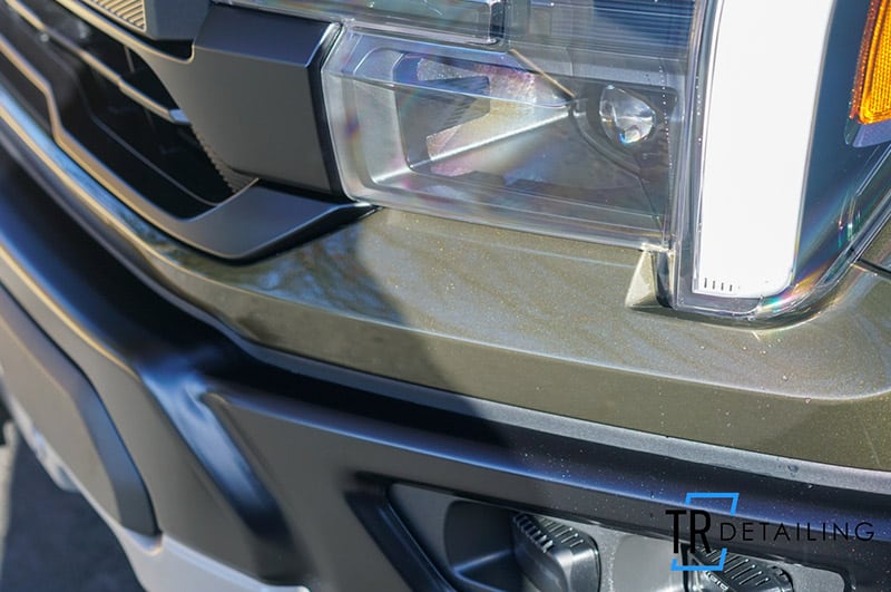 Fresh PPF Install on a 2025 Ford Raptor Green front bumper and headlight protection