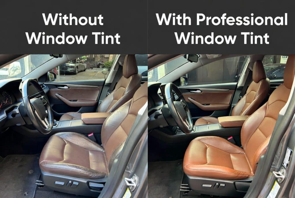 Professional window tint on luxury sedan in Chantilly Virginia neighborhood – Tabula Rasa Fine Auto Detailing